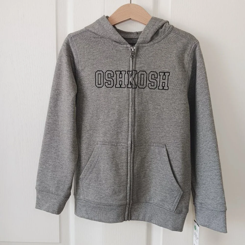 OshKosh B'gosh Kids Heathered Gray Full Zip Embroidered Hoodie Size 6